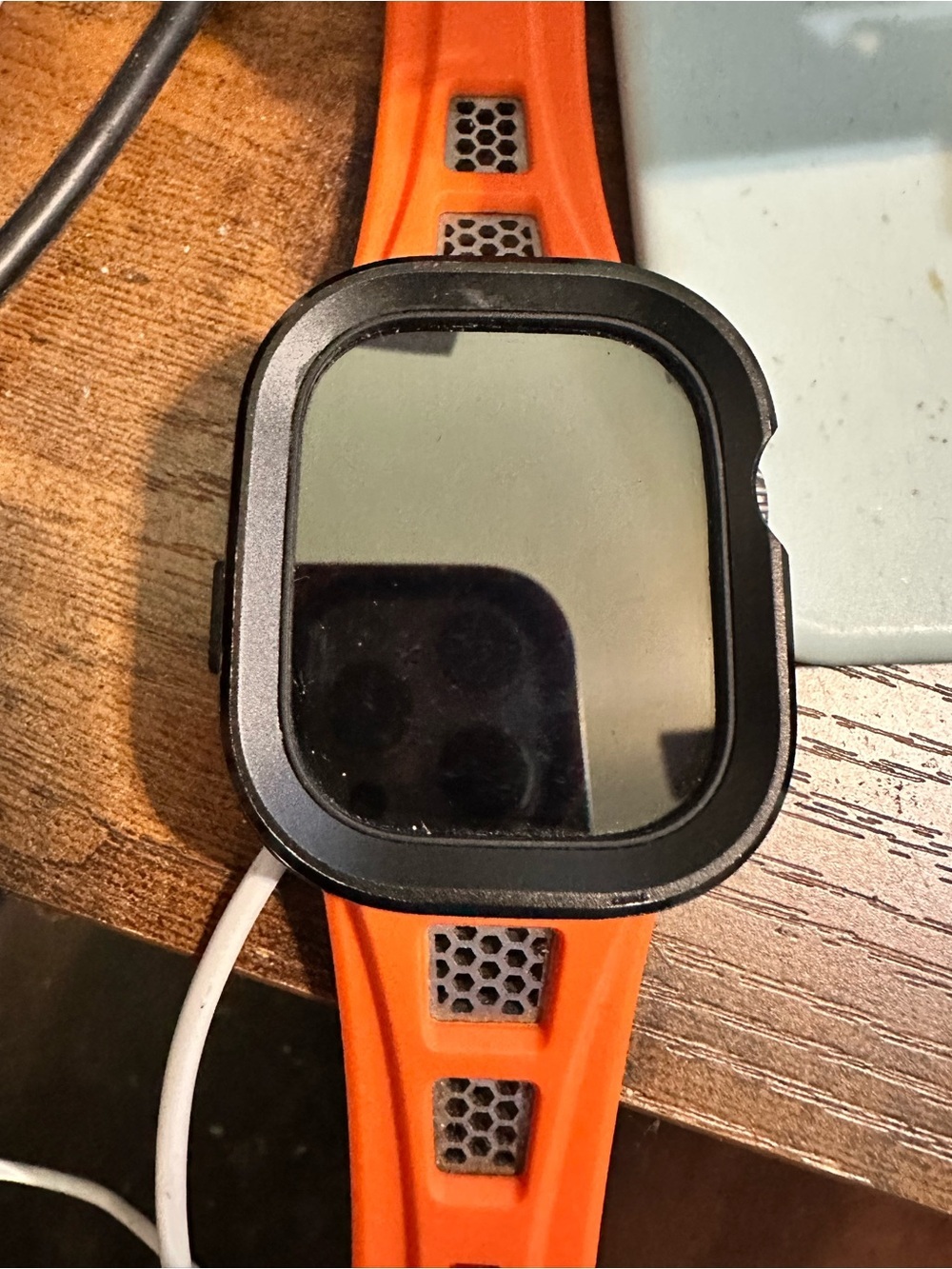 Orange Apple Smartwatch Watch Black Bezel